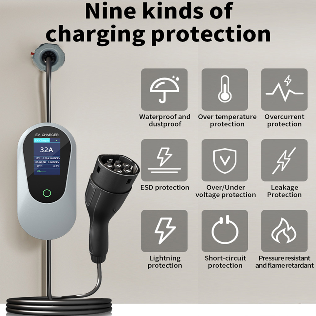 Type-2 شاحن EV محمول 22KW 32A  - مراجعة Ev Charger Type 2 22Kw 32A 3 Phase وسعره