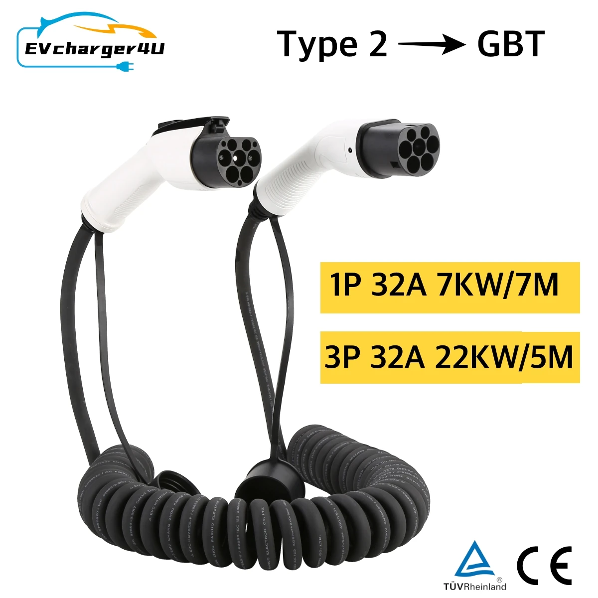 EVcharger4U 5M/7M كابل شحن EV  - مراجعة Ev Charger Type 2 22Kw 32A 3 Phase وسعره