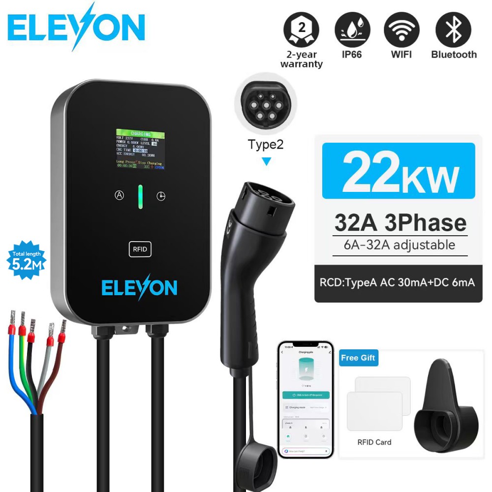 محطة شحن ELEVON EV بقدرة 22 كي - مراجعة Ev Charger Type 2 22Kw 32A 3 Phase وسعره